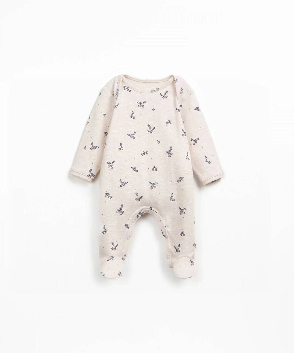 NEW PLAY UP kid's strawberry tree print jumpsuit in ecru